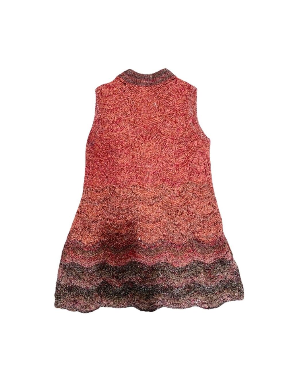 Coldwater Creek Whimsygoth Fairycore Pointelle Knit Long Vest Ombre Earthy M - Picture 4 of 12